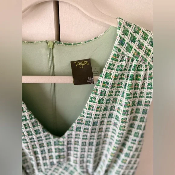 NWOT Taylor Dresses Sleeveless Tweed Dress w Ruffle Hem - Picture 3 of 8